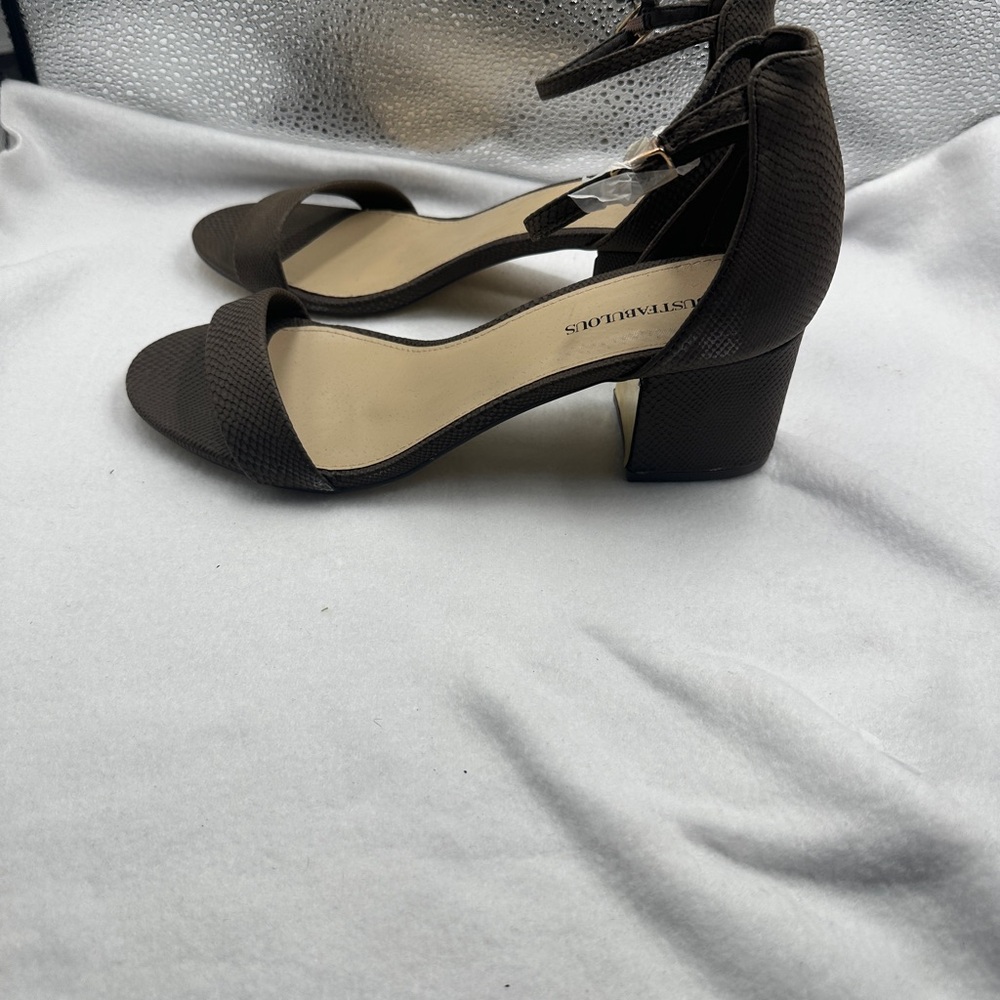 JustFab Dark Brown Ankle Strap Heels